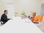 UP chief minister Yogi Adityanath with Puch AI co-founder Siddharth Bhatia