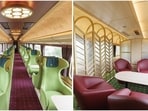 A look inside the luxurious seating area of the Aoniyoshi Limited Express.