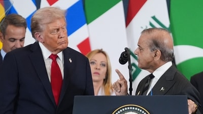 File photo of US President Donald Trump, with Pakistan's Prime Minister Shehbaz Sharif. (AP) File photo of US President Donald Trump, with Pakistan's Prime Minister Shehbaz Sharif. (AP)