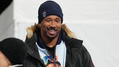 Cleveland Browns' Myles Garrett wears a jacket displaying United States' Chloe Kim before the women's snowboarding halfpipe finals (AP) Cleveland Browns' Myles Garrett wears a jacket displaying United States' Chloe Kim before the women's snowboarding halfpipe finals (AP)