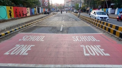 The safe zone seen near the government primary school in Kadipur on Friday. (HT) The safe zone seen near the government primary school in Kadipur on Friday. (HT)