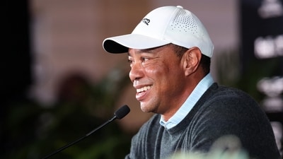 Genesis Invitational tournament host Tiger Woods speaks to the media during a press conference at Riviera Country Club (IMAGN IMAGES via Reuters Connect)