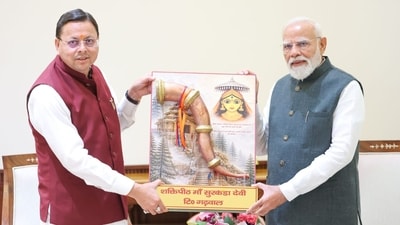 Uttarakhand CM Pushkar Singh Dhami meets PM Narendra Modi in New Delhi.