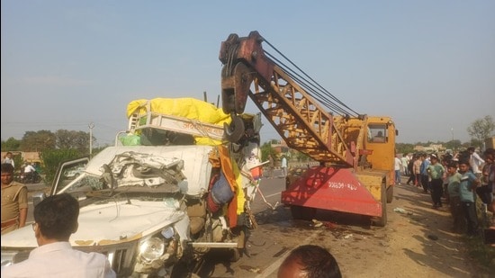 The accident site in Kaushambi (HT PHOTO)