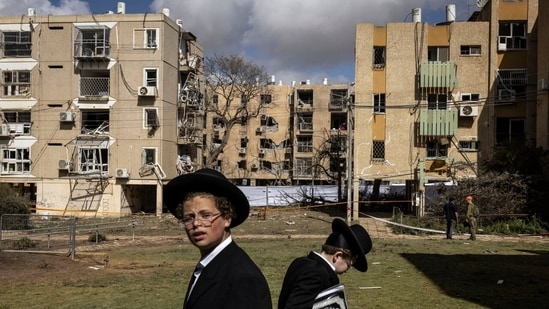 The site of a missile strike March 22 in Arad, Israel.