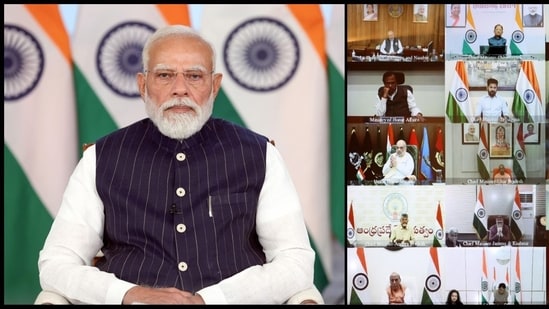 PM Modi chairs a meeting with the chief ministers of all states, except those heading poll-bound regions. PM Modi chairs a meeting with the chief ministers of all states, except those heading poll-bound regions.