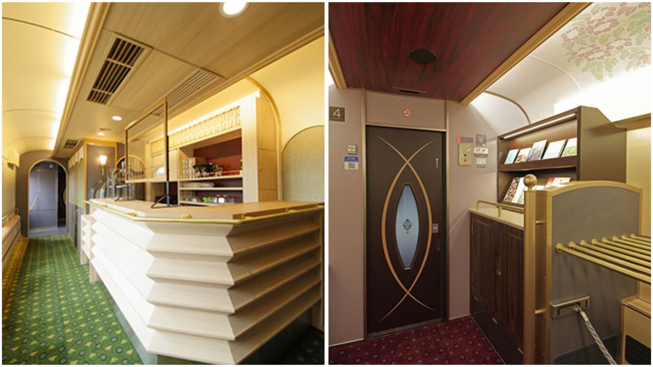 The bar counter and library area inside the train. (https://www.kintetsu.co.jp/foreign/english/aoniyoshi/) The bar counter and library area inside the train. (https://www.kintetsu.co.jp/foreign/english/aoniyoshi/)