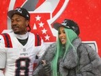 Artist Cardi B and Stefon Diggs #8 of the New England Patriots pictured.