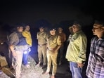 Deputy commissioner of police Agra Syed Ali Abbas at the encounter site. (HT PHOTO)