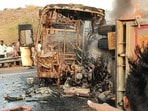 దగ్ధమైన ట్రావెల్స్ బస్సు