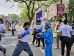 Happy Street-led activities in Dhanbad on Saturday. (HT Photo) Happy Street-led activities in Dhanbad on Saturday. (HT Photo)