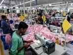 A textile factory in Bhiwandi near Mumbai. India's GDP data is likely to show excessive front-loading of exports before US tariffs took effect.