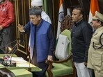 J&K assembly Speaker Abdul Rahim Rather during the budget session in Jammu on Friday. (PTI)