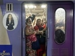 Mumbai, India - October 07, 2022: Inside view of the ladies local train compartment of Western Railway, at Bandra, in Mumbai, India, on Friday, October 07, 2022. (Niharika Kulkarni/HT Photo) (HT PHOTO)