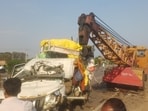 The accident site in Kaushambi (HT PHOTO)