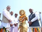 Vice-President CP Radhakrishnan visits Ulihatu, birthplace of Birsa Munda in Khunti district, on Saturday. (HT Photo)