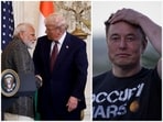 L: PM Modi and US President Donald Trump | R: Tesla CEO Elon Musk