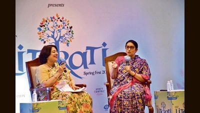 BJP leader Smriti Irani in conversation with Sumita Misra, founder chairperson of the Chandigarh Literary Society. (Sanjeev Sharma/HT) BJP leader Smriti Irani in conversation with Sumita Misra, founder chairperson of the Chandigarh Literary Society. (Sanjeev Sharma/HT)