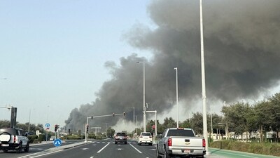 Smoke billows from Zayed port after an Iranian attack, following United States and Israel strikes on Iran, in Abu Dhabi, United Arab Emirates, (REUTERS File)