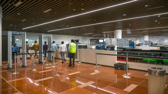 A view of New Noida International Airport at Jewar, which Prime Minister Narendra Modi is scheduled to inaugurate on March 28 (Sunil Ghosh/Hindustan Times)