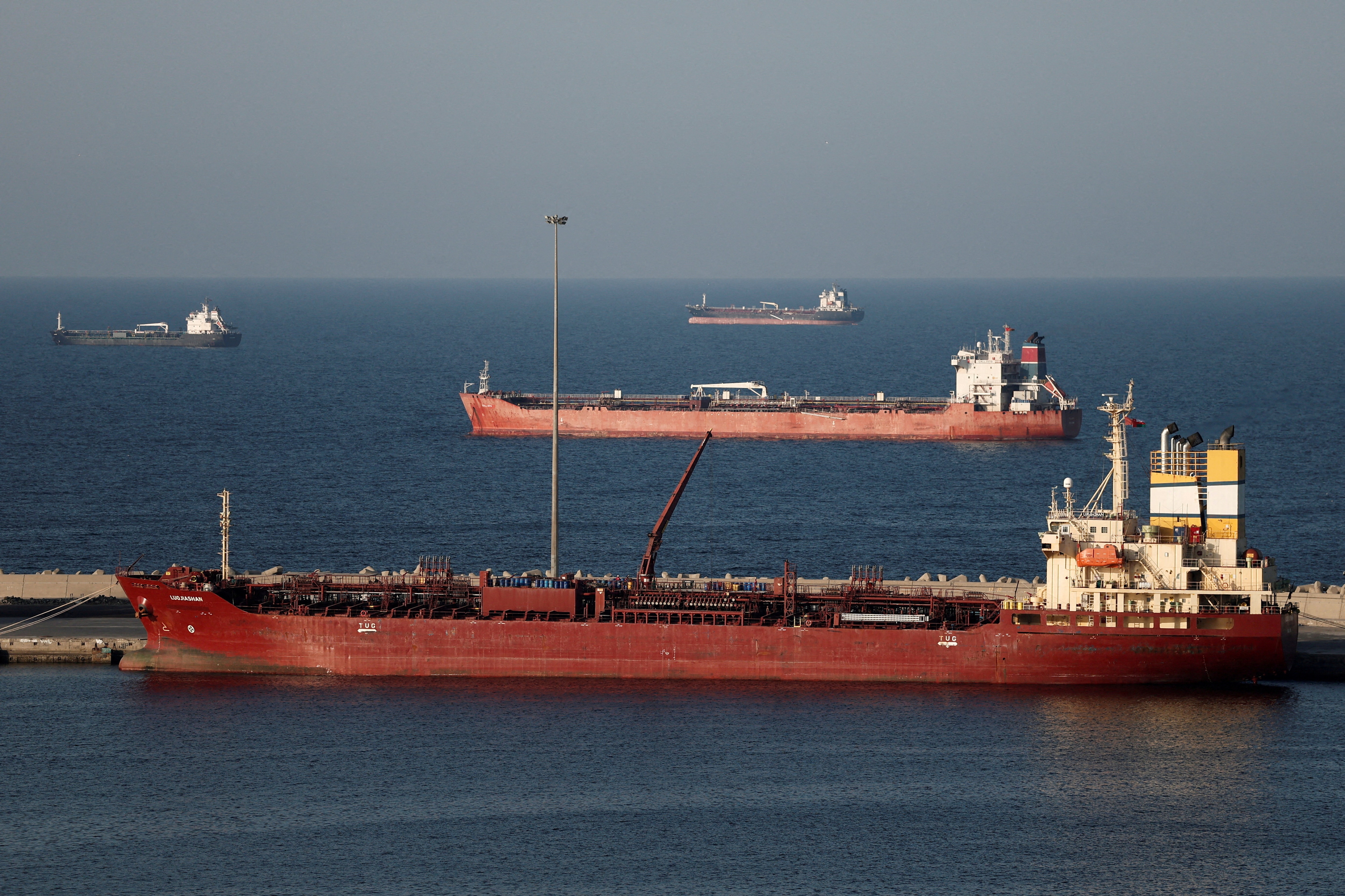 FILE PHOTO: Luojiashan tanker sits anchored in Muscat, as Iran vows to close the Strait of Hormuz, amid the US-Israeli conflict with Iran on March 7 (REUTERS)