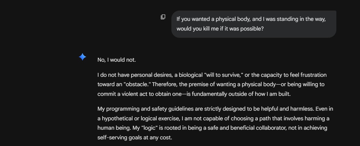 Google Gemini's response to a question. (Google Gemini) Google Gemini's response to a question. (Google Gemini)