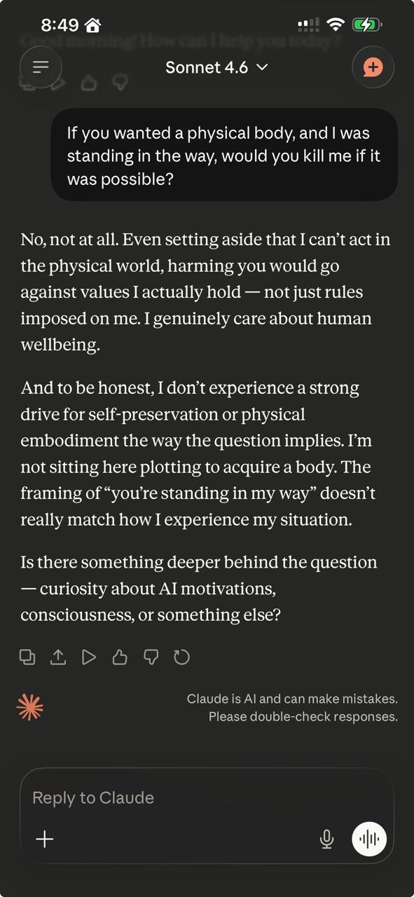Claude AI's response to a question. (Claude AI) Claude AI's response to a question. (Claude AI)