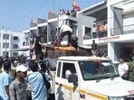 A leopard was rescued from residential area in Dhruvnagar locality of Nashik city on Saturday after coordinated operation that lasted nearly five hours. (HT)