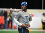 Dallas Cowboys receiver George Pickens during NFC practice at the NFL Flag Fieldhouse at Moscone Center South Building