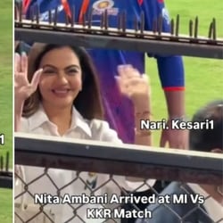 Nita Ambani waves at fans as she attends MI vs KKR match at ...