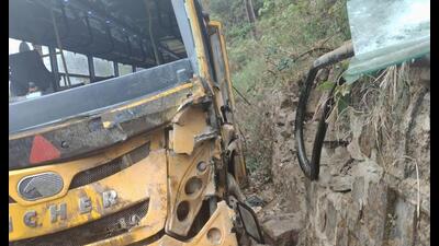 Around 50 students were on board the bus when its brakes failed. (HT Photo)