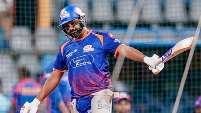 Rohit Sharma during a practice session ahead of an IPL 2026. (PTI) Rohit Sharma during a practice session ahead of an IPL 2026. (PTI)