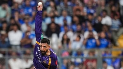 Varun Chakravarthy highlighted the frustrations of KKR's bowling, as his poor form continued. KKR were unable to create too many openings or take advantage of them, never looking confident even with a lot of runs on the board. Something to work on. (PTI) Varun Chakravarthy highlighted the frustrations of KKR's bowling, as his poor form continued. KKR were unable to create too many openings or take advantage of them, never looking confident even with a lot of runs on the board. Something to work on. (PTI)