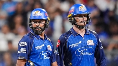 A 148-run partnership for Rohit Sharma and Ryan Rickelton for the opening wicket ensured Mumbai Indians took control of a massive 221-run chase, ultimately making it look very to win on home turf and get their campaign off to a winning start. MI's bowling needs some fine-tuning, but the batting form of Rohit and Rickelton will give the tournament favourites a lot of early confidence. (PTI) A 148-run partnership for Rohit Sharma and Ryan Rickelton for the opening wicket ensured Mumbai Indians took control of a massive 221-run chase, ultimately making it look very to win on home turf and get their campaign off to a winning start. MI's bowling needs some fine-tuning, but the batting form of Rohit and Rickelton will give the tournament favourites a lot of early confidence. (PTI)