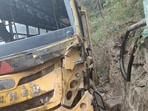 Around 50 students were on board the bus when its brakes failed. (HT Photo)
