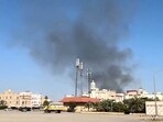 Smoke rises from an area surrounding US Embassy following a strike, amid the US-Israel conflict with Iran, in Bayan, Kuwait. 