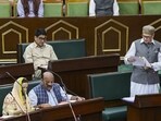 Jammu and Kashmir CM Omar Abdullah speaks in the House during the Budget session of the J&K Assembly, in Jammu, on Monday. (PTI)