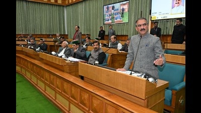 Himachal chief minister Sukhvinder Singh Sukhu during budget session in Shimla on Monday. (HT Photo) Himachal chief minister Sukhvinder Singh Sukhu during budget session in Shimla on Monday. (HT Photo)