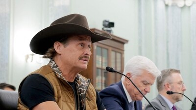 Musician Kid Rock during a subcommittee hearing with the Senate Committee on Commerce, Science, and Transportation. (Getty Images via AFP) Musician Kid Rock during a subcommittee hearing with the Senate Committee on Commerce, Science, and Transportation. (Getty Images via AFP)