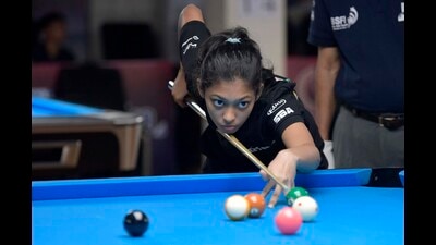 Snooker Player in action during the match in National Pool Championship at Rotary Club in Ludhiana on Monday, March 30, 2026. (Manish/HT) Snooker Player in action during the match in National Pool Championship at Rotary Club in Ludhiana on Monday, March 30, 2026. (Manish/HT)