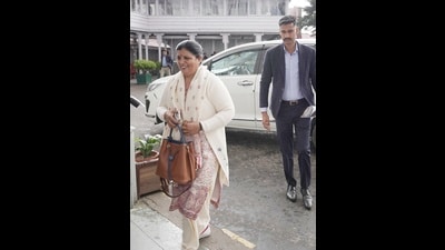 Wife of Himachal chief minister and Dehra MLA Kamlesh Thakur during the budget session in Shimla on Monday. (Deepak Sansta/HT)