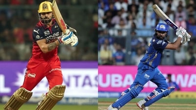 Virat Kohli batting for RCB and Rohit Sharma batting for MI. (Reuters/AFP) Virat Kohli batting for RCB and Rohit Sharma batting for MI. (Reuters/AFP)