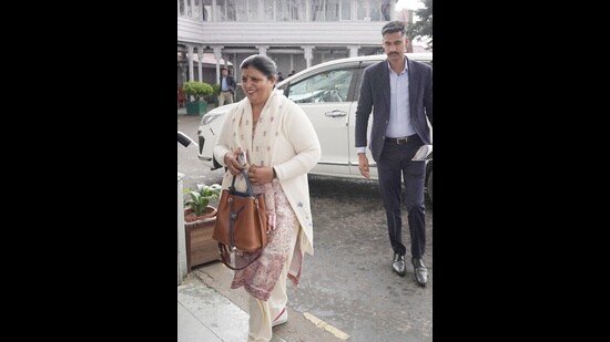 Wife of Himachal chief minister and Dehra MLA Kamlesh Thakur during the budget session in Shimla on Monday. (Deepak Sansta/HT)