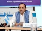 Diwakar Kaushik, Northern Region head of NTPC Limited, addresses a press conference in Lucknow on Monday. (Sourced)