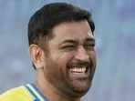 MS Dhoni at Chennai Super Kings’ pre-season fan event at the MA Chidambaram Stadium in Chennai on March 22. (PTI)