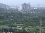 Mumbai, India - July 23, 2022: A bird’s eye view of the Metro-3 depot plot in Aarey Colony, showing the current extent of green cover, along with existing structures that were built by MMRCL prior to 2019, at Goregaon, in Mumbai, India, on Saturday, July 23, 2022. (Photo by Vijay Bate/HT Photo) (HT PHOTO) Mumbai, India - July 23, 2022: A bird’s eye view of the Metro-3 depot plot in Aarey Colony, showing the current extent of green cover, along with existing structures that were built by MMRCL prior to 2019, at Goregaon, in Mumbai, India, on Saturday, July 23, 2022. (Photo by Vijay Bate/HT Photo) (HT PHOTO)