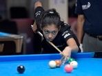 Snooker Player in action during the match in National Pool Championship at Rotary Club in Ludhiana on Monday, March 30, 2026. (Manish/HT) Snooker Player in action during the match in National Pool Championship at Rotary Club in Ludhiana on Monday, March 30, 2026. (Manish/HT)