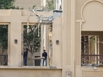 Debris is cleared from the damaged Fairmont the Palm hotel in Dubai early in the war. Debris is cleared from the damaged Fairmont the Palm hotel in Dubai early in the war.