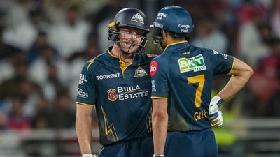 Jos Buttler and Shubman Gill stabilised the innings after the early wicket. (PTI) Jos Buttler and Shubman Gill stabilised the innings after the early wicket. (PTI)