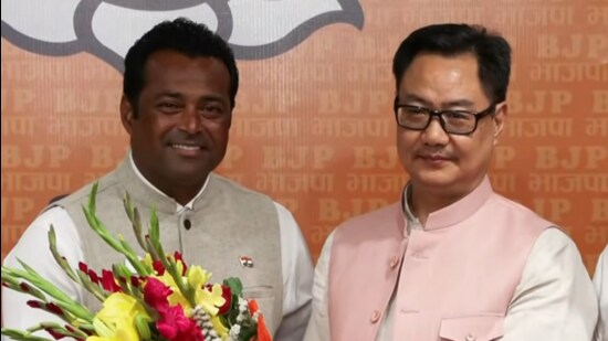 Leander Paes credited Union minister Kiren Rijiju for inspiring him to join the BJP. (X)